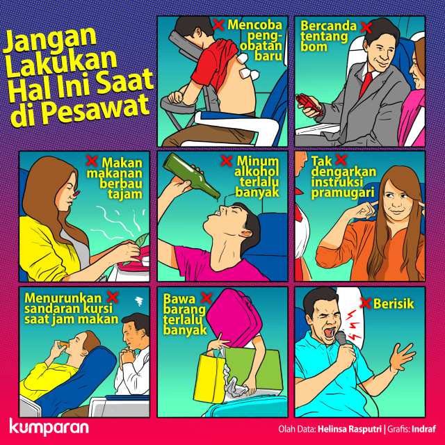 Jangan lakukan hal ini saat di pesawat. Foto: Indra Fauzi/ kumparan.
