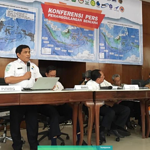 Dr. DARYONO, S.Si, M.Si, Kepala Bidang Informasi Gempa Bumi dan Peringatan Dini Tsunami BMKG saat Konferensi Pers Penanggulangan Bencana. Foto: Habib Ferdian/kumparan