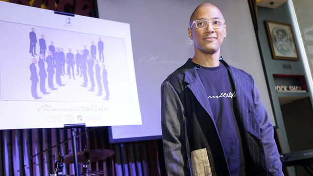 Penyanyi Marcell Siahaan saat hadir di konferensi pers jelang konser Tujuh Belas di Hard Rock Cafe, Jakarta, Rabu, (31/7). Foto: Ronny
