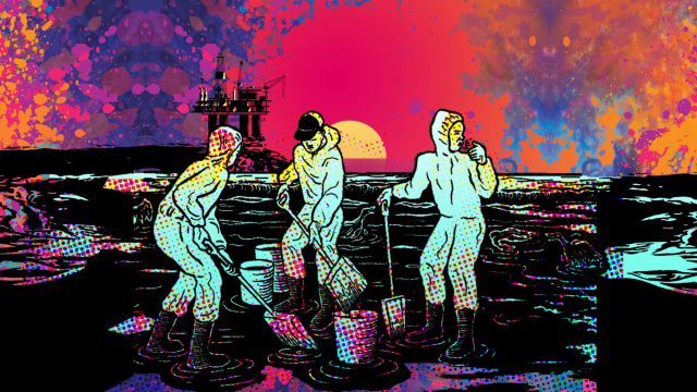 Bencana Minyak Pertamina di Pesisir Karawang. Ilustrator: Argy Pradipta/kumparan