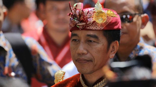 Presiden Joko Widodo tiba di lokasi Kongres V PDIP di Bali. Foto: Jamal Ramadhan/kumparan