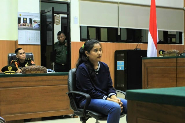 Wiwin Safitri saat memberikan kesaksian di sidang kasus 'Mayat ranjang' (Foto: istimewa)