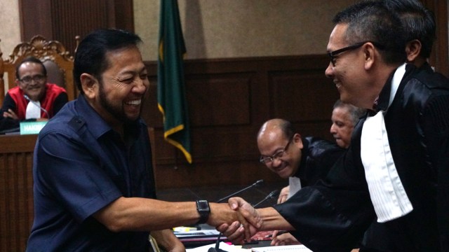 Setya Novanto di Sidang Sofyan Basir di Pengadilan Tipikor, Jakarta, Senin (12/8). Foto: Fanny Kusumawardhani/kumparan