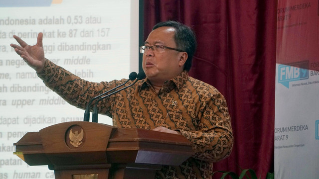 Menteri PPN/Kepala Bappenas, Bambang Brodjonegoro saat diskusi forum merdeka barat 9 di Bappenas, Jakarta. Foto: Irfan Adi Saputra/kumparan