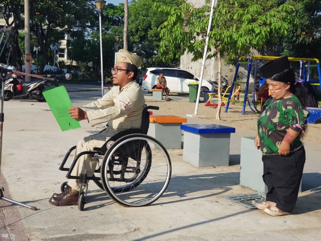 Upacara peringatan kemerdekaan yang dilakukan DMI Surabaya di Taman Kunang-Kunang. Foto-foto: Windy Goestiana/Basra