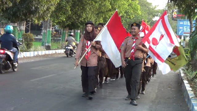HUT ke-74 RI, Pramuka Kwaran Bangil Gelar Kirab Kebangsaan