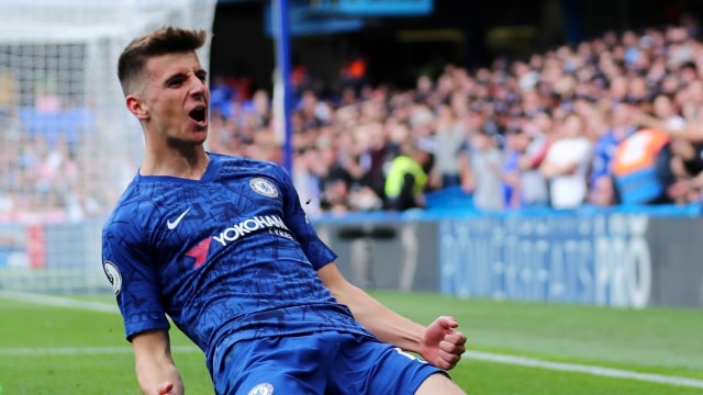 Momen ketika Mason Mount merayakan gol. Foto: REUTERS/Eddie Keogh
