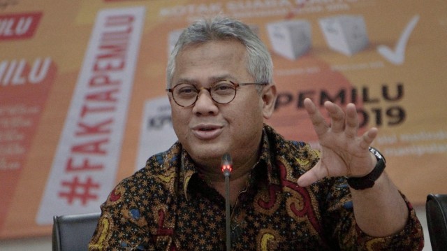 Ketua KPU Arif Budiman membuka Focus Group Discussion HOAX dalam Pemilu 2019 di KPU, Jakarta, Selasa (20/8). Foto: Jamal Ramadhan/kumparan