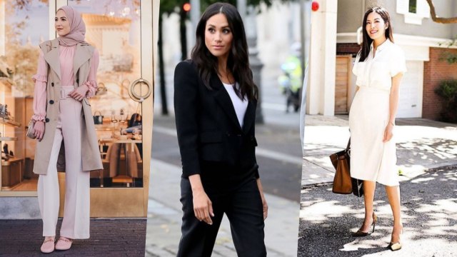 Inspirasi tampilan untuk wawancara kerja. Foto: dok. @withloveelena @mrsmeghanmarkle @worldoftalisman