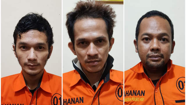 Deby Prayogo (kiri), Bachruddin (tengah), dan Fauzi Rahman (kanan). Foto: Polres HSU