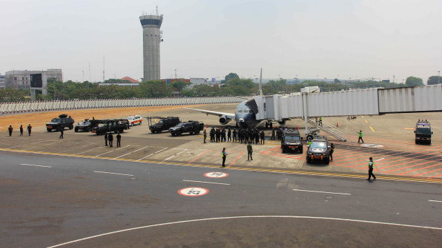 Korps Komando Pasukan Khas (Paskhas) Unit Penjinak Bahan Peledak dilokasi Latihan Bersama Penanggulangan Tindakan Melawan Aksi Pembajakan Pesawat. Foto: Irfan Adi Saputra/kumparan