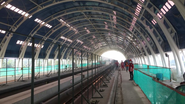 Suasana stasiun LRT Jabodebek Cibubur. Foto: Abdul Latif/kumparan