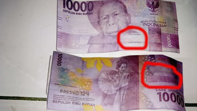 Uang palsu yang digunakan berbelanja di kios-kios milik warga yang ada di Kota Manado (foto: istimewa)
