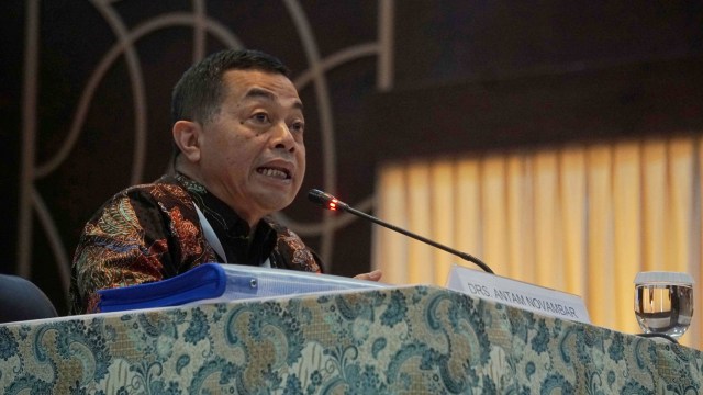 Antam Novambar saat mengikuti tes wawancara dan uji publik Calon Pimpinan KPK di Kementerian Sekretariat Negara, Jakarta Pusat. Foto: Irfan Adi Saputra/kumparan