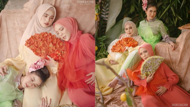 Foto Maternity Kartika Putri, Syahnaz, dan Fitri Tropica. Foto: Instagram @dierabachir.