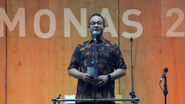 Gubernur DKI Jakarta Anies Baswedan saat membuka acara Konser Akbar Monas 2019, Jakarta, Minggu (8/9). Foto: Irfan Adi Saputra/kumparan