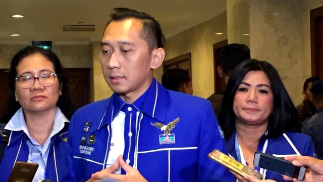 Ketua Fraksi DPR Partai Demokrat, Edhie Baskoro Yudhoyono (Ibas), di acara pembekalan dan konsolidasi nasional Demokrat, Selasa (10/9). Foto: Muhammad Darisman/kumparan