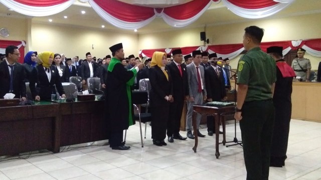Pengucapan Sumpah Jabatan Pimpinan Dewan masa jabatan 2019-2024, dalam rapat paripurna istimewa, DPRD Kabupaten Bojonegoro, Selasa (17/09/2019)