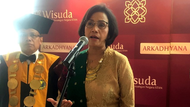 Menteri Keuangan Sri Mulyani di Wisuda Akbar STAN di ICE BSD, Tangerang, Kamis (19/9/2019). Foto: Ema Fitriyani/kumparan