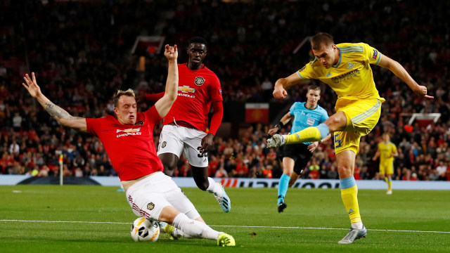 Pertandingan Liga Europa antara Manchester United dan Astana. Foto: Reuters/Jason Cairnduff