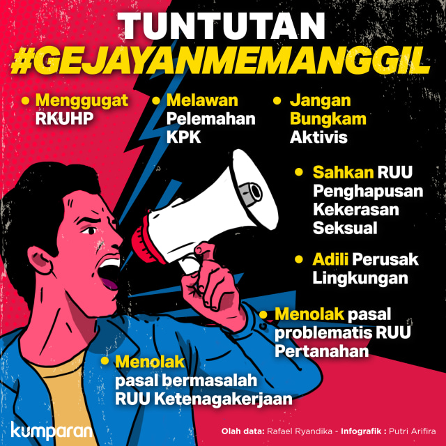 Tuntutan #Gejayanmemanggil. Foto: Putri Sarah Arifira/ kumparan.