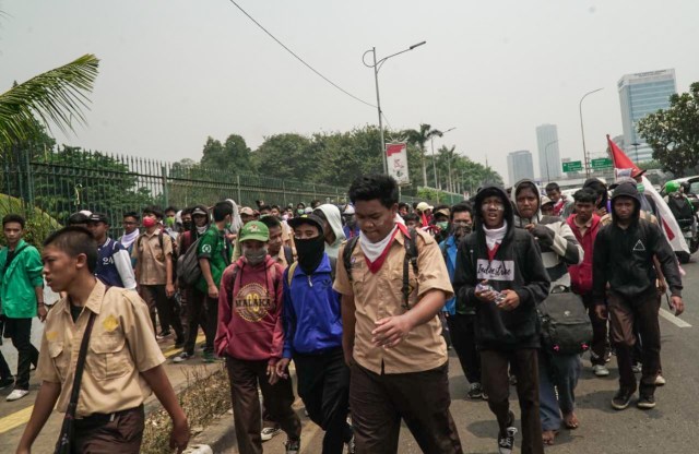 Demo massa STM selesai, aksi hanya beberapa menit. Foto: Jamal Ramadhan/kumparan