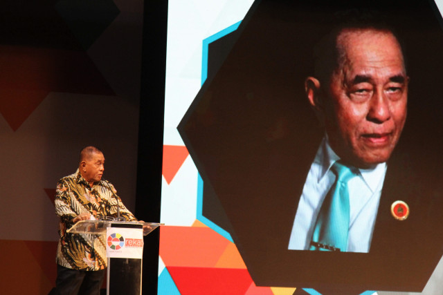 Menteri pertahanan Ryamizard Ryacudu saat memberi sambutan di acara peringatan Pancasila. Foto: Helmi Afandi Abdullah/kumparan