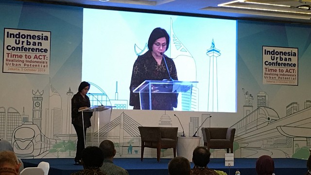 Sri Mulyani di acara seminar urbanisasi Bank Dunia, Kamis (3/10/2019). Foto: Nicha Muslimawati/kumparan