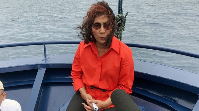 Susi Pudjiastuti di Natuna. Foto: Indra Subagja/kumparan