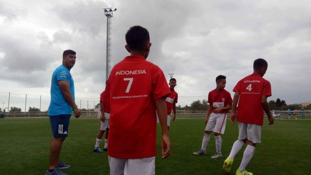 Latihan tim Indonesia jelang pertandingan Danone Nations Cup, pada Rabu (9/10/2019). Foto: Rossi Finza Noor/kumparan
