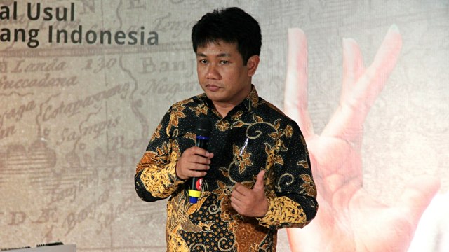 Bonnie Triyana pada pembukaan pameran Asal-Usul Orang Indonesia (ASOI) di Museum Nasional, Jakarta Pusat, Selasa (15/10/2019). Foto: Nugroho Sejati/kumparan