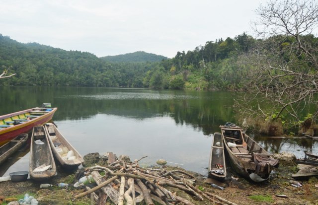 Lokasi Situs Yope, yang merupakan Teluk Yope, bekas hunian jaman prasejarah di Danau Sentani, Papua. (Foto dok Peneliti Balai Arkeolog Papua)