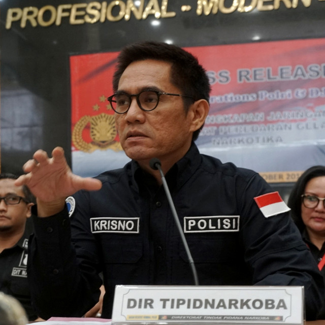Wakil Direktur Dirtipid Narkoba Mabes Polri, Kombes Krisno Siregar pada rilis pengungkapan kasus penyelundupan narkoba jaringan Kamerun-Thailand-Indonesia, Bareskrim Polri, Kamis (17/10/2019). Foto: Iqbal Firdaus/kumparan