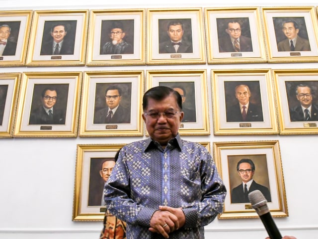 Wakil Presiden Jusuf Kalla meresmikan Lembaga Dana Kerja Sama Pembangunan Internasional di Gedung Pancasila, Kementerian Luar Negeri, Jumat (18/10/2019). Foto: ANTARA FOTO/Galih Pradipta
