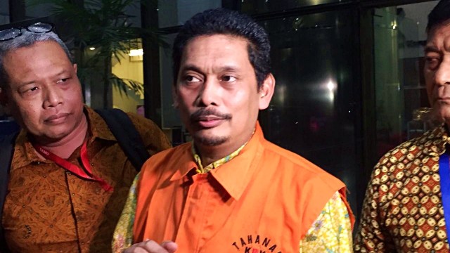 Eks direktur utama PT Industri Telekomunikasi Indonesia (PT INTI), Darman Mappangara ditahan KPK. Foto: Muhammad Lutfan Darmawan/kumparan