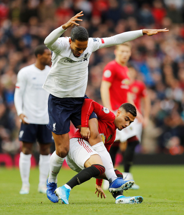 Pertandingan Manchester United vs Liverpool di Old Trafford, Manchester, Inggris, Minggu (20/10/2019). Foto: REUTERS/Russell Cheyne