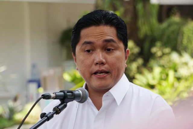 Erick Thohir konferensi pers di Kompleks Istana Kepresidenan. Foto: Kevin S. Kurnianto/kumparan