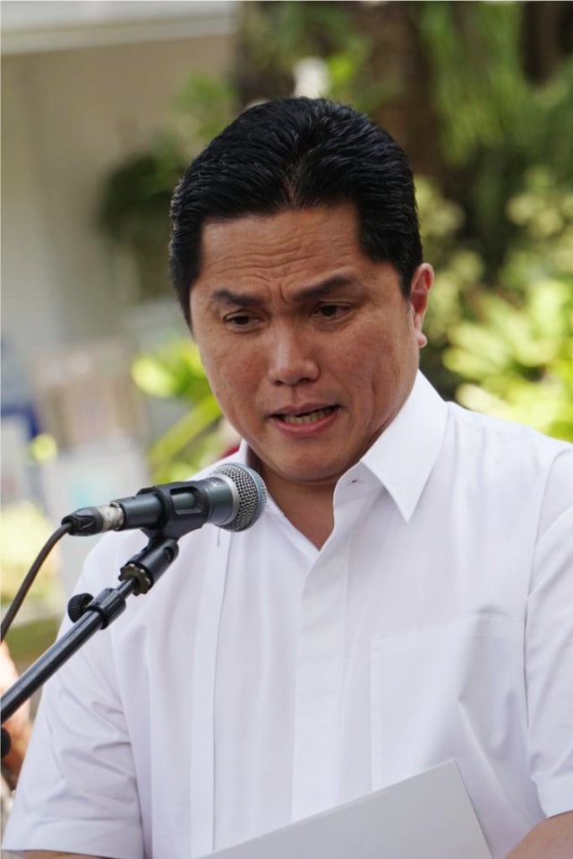 Erick Thohir konferensi pers di Kompleks Istana Kepresidenan. Foto: Kevin S. Kurnianto/kumparan