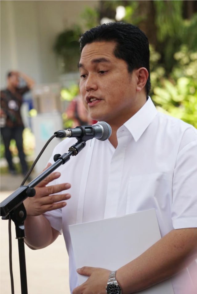 Erick Thohir konferensi pers di Kompleks Istana Kepresidenan. Foto: Kevin S. Kurnianto/kumparan
