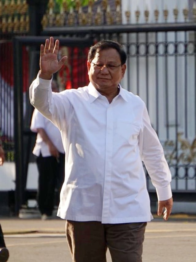 Prabowo Subianto tiba di Istana Negara, Senin (21/10/2019). Foto: Kevin S. Kurnianto/kumparan