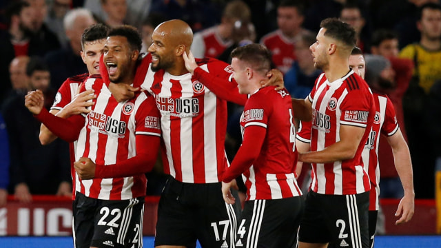 Pemain-pemain Sheffield United. Foto: Reuters/Andrew Yates