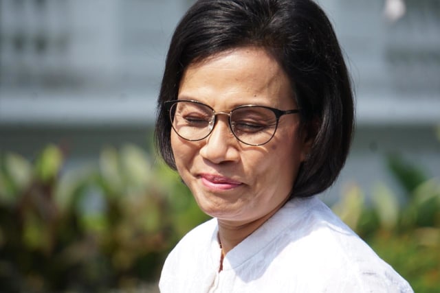 Sri Mulyani saat tiba di Kompleks Istana Kepresidenan, Selasa (22/10/2019). Foto: Kevin S. Kurnianto/kumparan