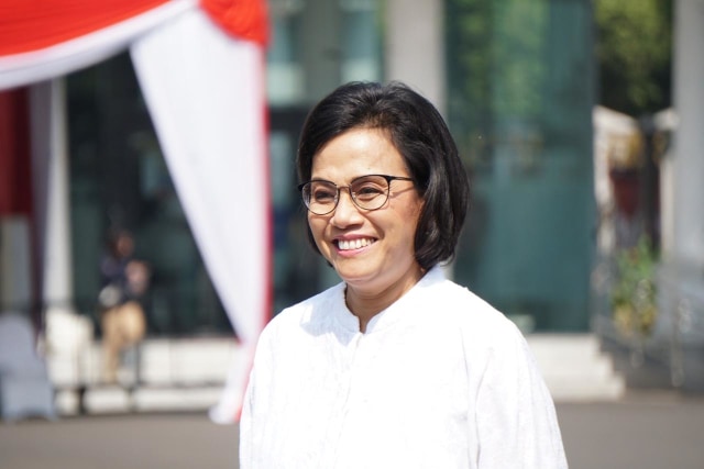 Sri Mulyani saat tiba di Kompleks Istana Kepresidenan, Selasa (22/10/2019). Foto: Kevin S. Kurnianto/kumparan