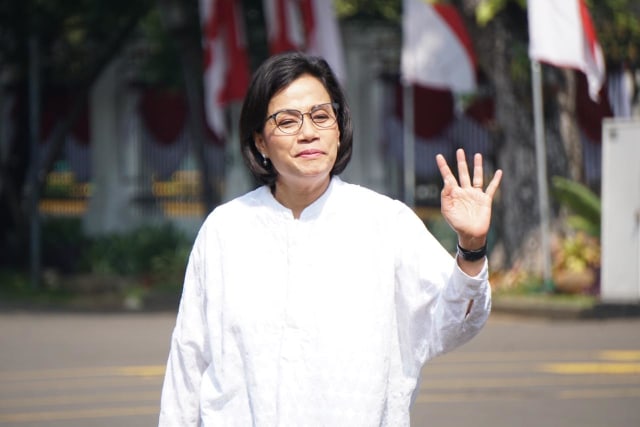 Sri Mulyani saat tiba di Kompleks Istana Kepresidenan, Selasa (22/10/2019). Foto: Kevin S. Kurnianto/kumparan