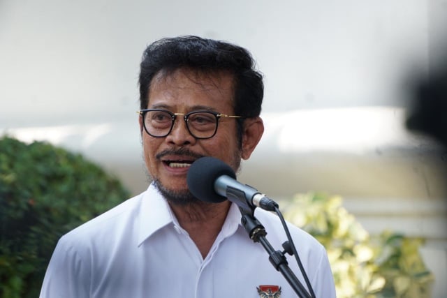 Syahrul Yasin Limpo tiba di Kompleks Istana Kepresidenan Jakarta, Selasa (22/10/2019). Foto: Kevin S. Kurnianto/kumparan