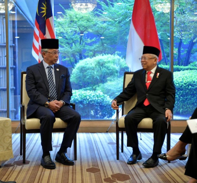 Wakil Presdien Ma'ruf Amin Temui Yang Dipertuan Agong XVI Malaysia di Tokyo, Jepang, Selasa (22/10/2019). Foto: Dok. Setwapres