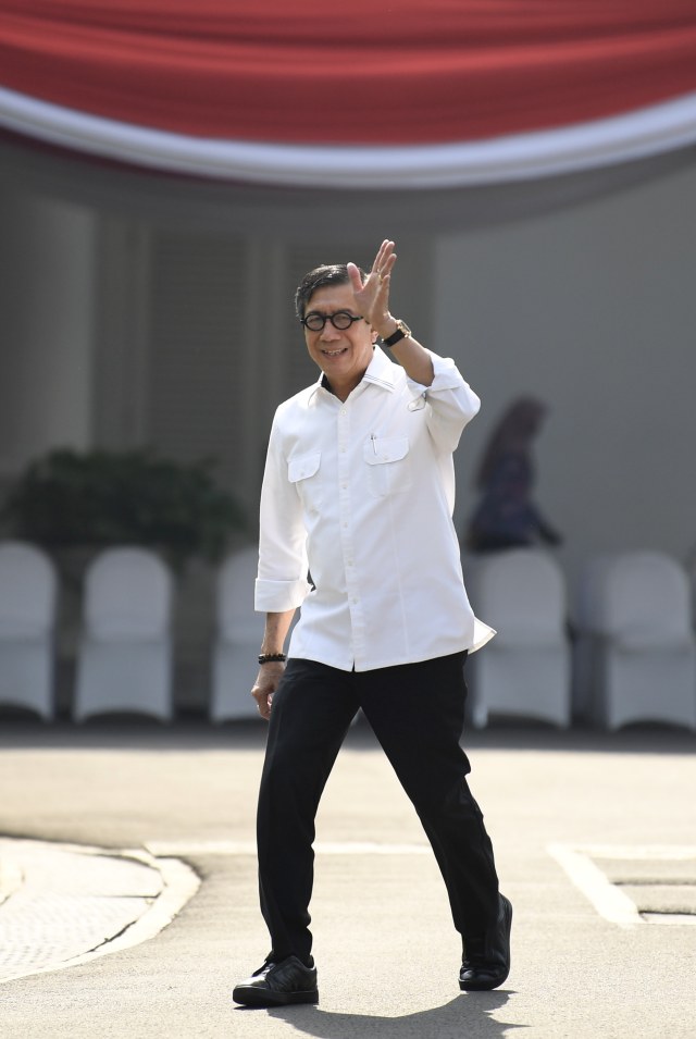 Menkumham Yasonna Laoly.  Foto: ANTARA FOTO/Puspa Perwitasari/