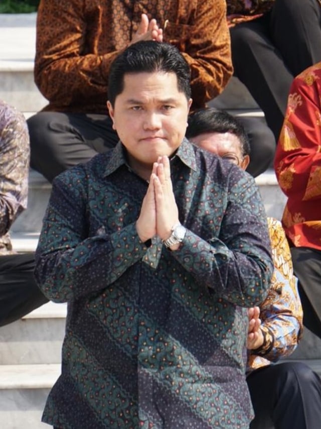 Menteri BUMN, Erick Thohir saat perkenalan Menteri Kabinet Indonesia Maju di Istana Kepresidenan, Jakarta.  Foto: Kevin S. Kurnianto/kumparan 