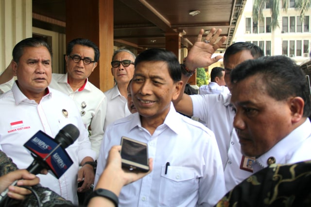 Wiranto tiba di Kemenko Polhukam. Foto: Nugroho Sejati/kumparan