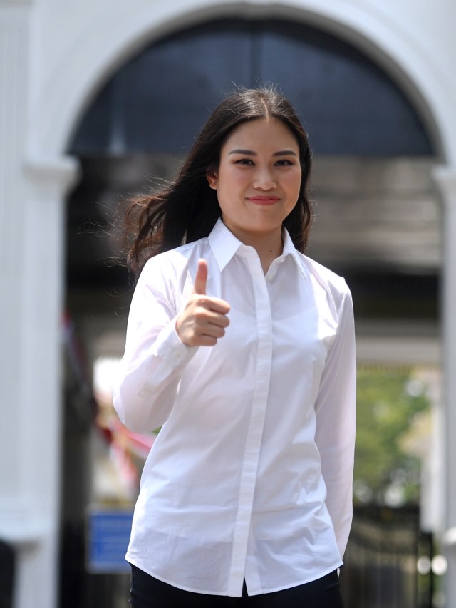 Calon Wakil Menteri Pariwisata Angela Tanoesoedibjo usai bertemu Presiden Joko Widodo di Kompleks Istana Kepresidenan, Jakarta, Jumat (25/10/2019). Foto: ANTARA FOTO/Akbar Nugroho Gumay